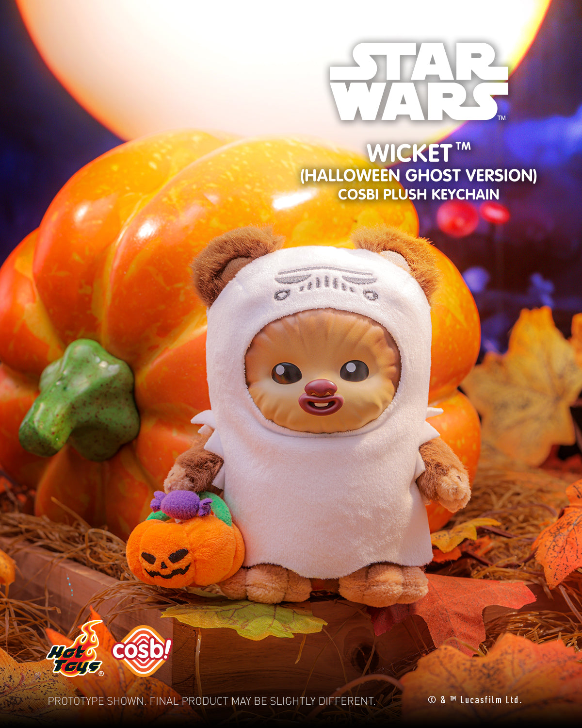 WICKET & GROGU (Halloween version) (Set de 3 figuras) - Star Wars Cosbi Plush Keychain Collection - Colgante de Peluche Coleccionable