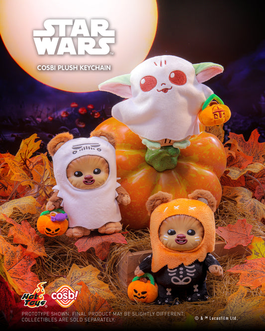 WICKET & GROGU (Halloween version) (Set de 3 figuras) - Star Wars Cosbi Plush Keychain Collection - Colgante de Peluche Coleccionable