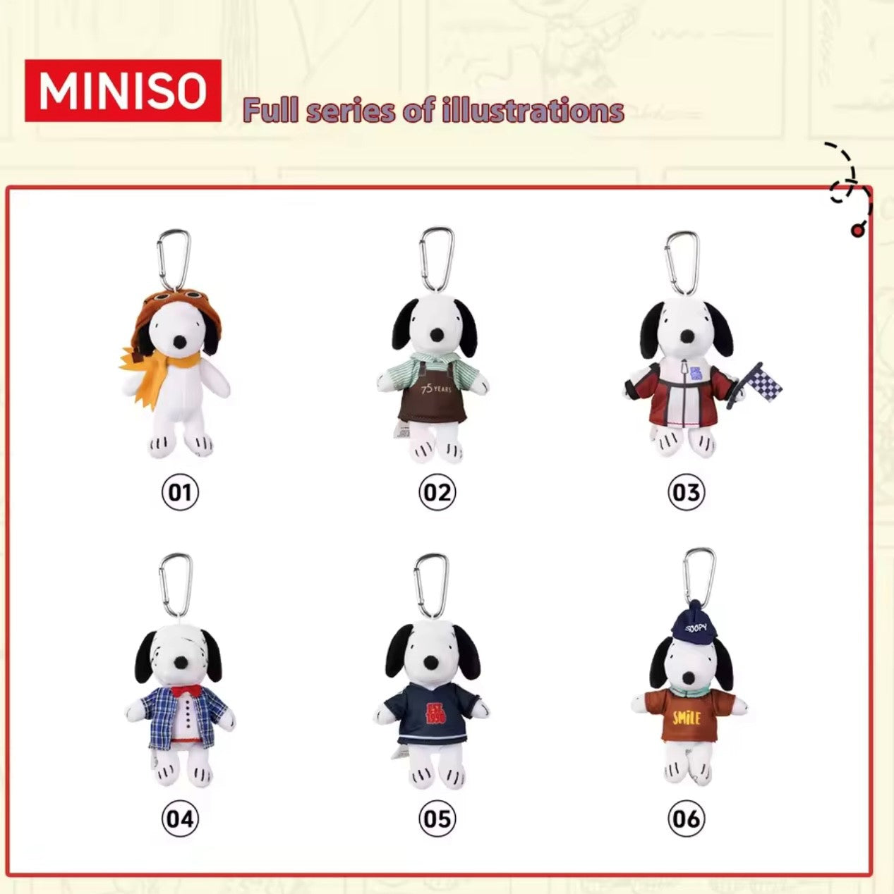 SNOOPY - 75th Aniversary Peanuts Serie - Colgante de Peluche / Caja Misteriosa (PEDIDO)