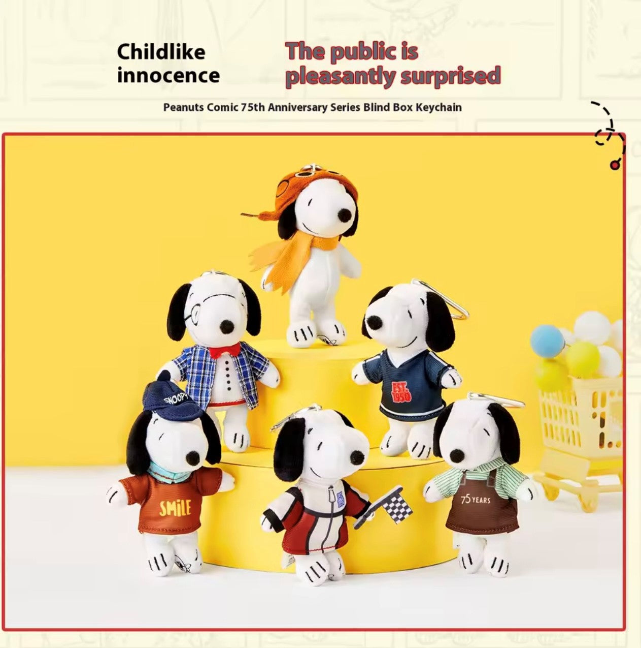 SNOOPY - 75th Aniversary Peanuts Serie - Colgante de Peluche / Caja Misteriosa (PEDIDO)