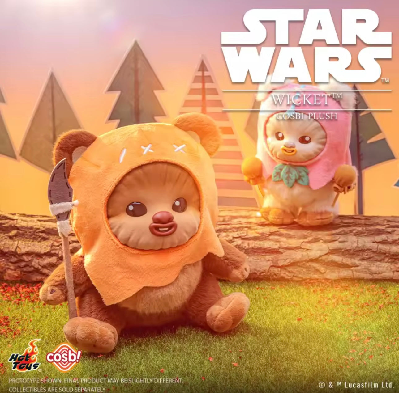 Ewoks Wicket y Kneesaa - Cosbi Plush (20 cm) Star Wars - Peluche Coleccionable