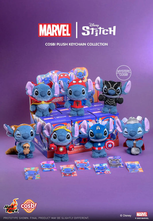 STITCH Captain America - Disney x Marvel - Cosbi Plush Keychain Collection - Colgante de Peluche