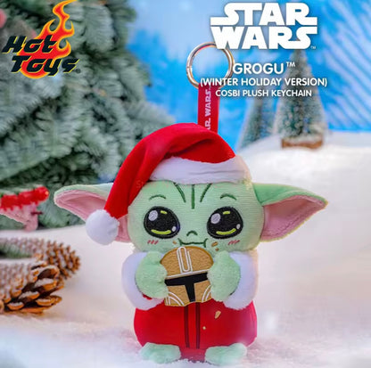 GROGU - Winter Holiday Version - Star Wars Cosbi Plush Keychain Collection - Colgante de Peluche Coleccionable