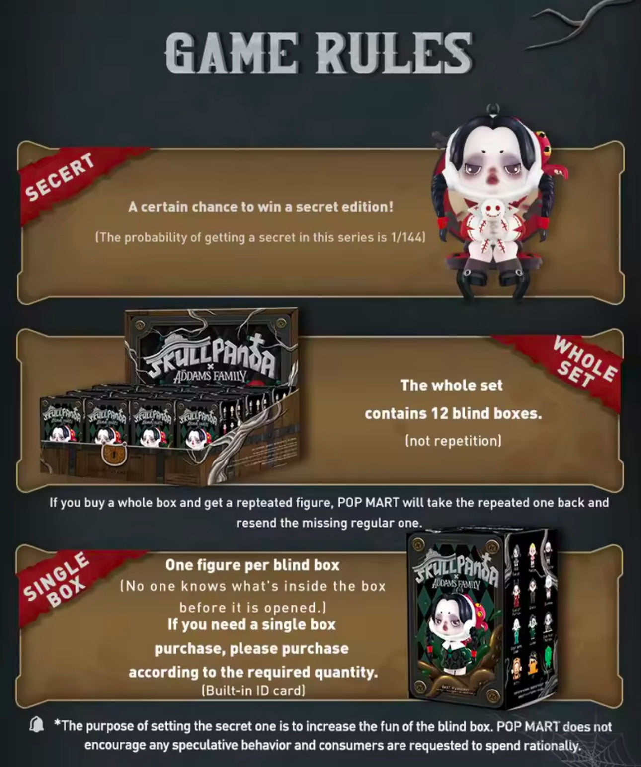 SKULLPANDA × THE ADDAMS FAMILY Series - Figura Coleccionable / Caja Misteriosa