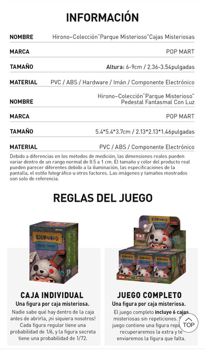 HIRONO x Parque Misterioso Series (+ Pedestal fantasmal con luz) - Figura Coleccionable / Caja Misteriosa