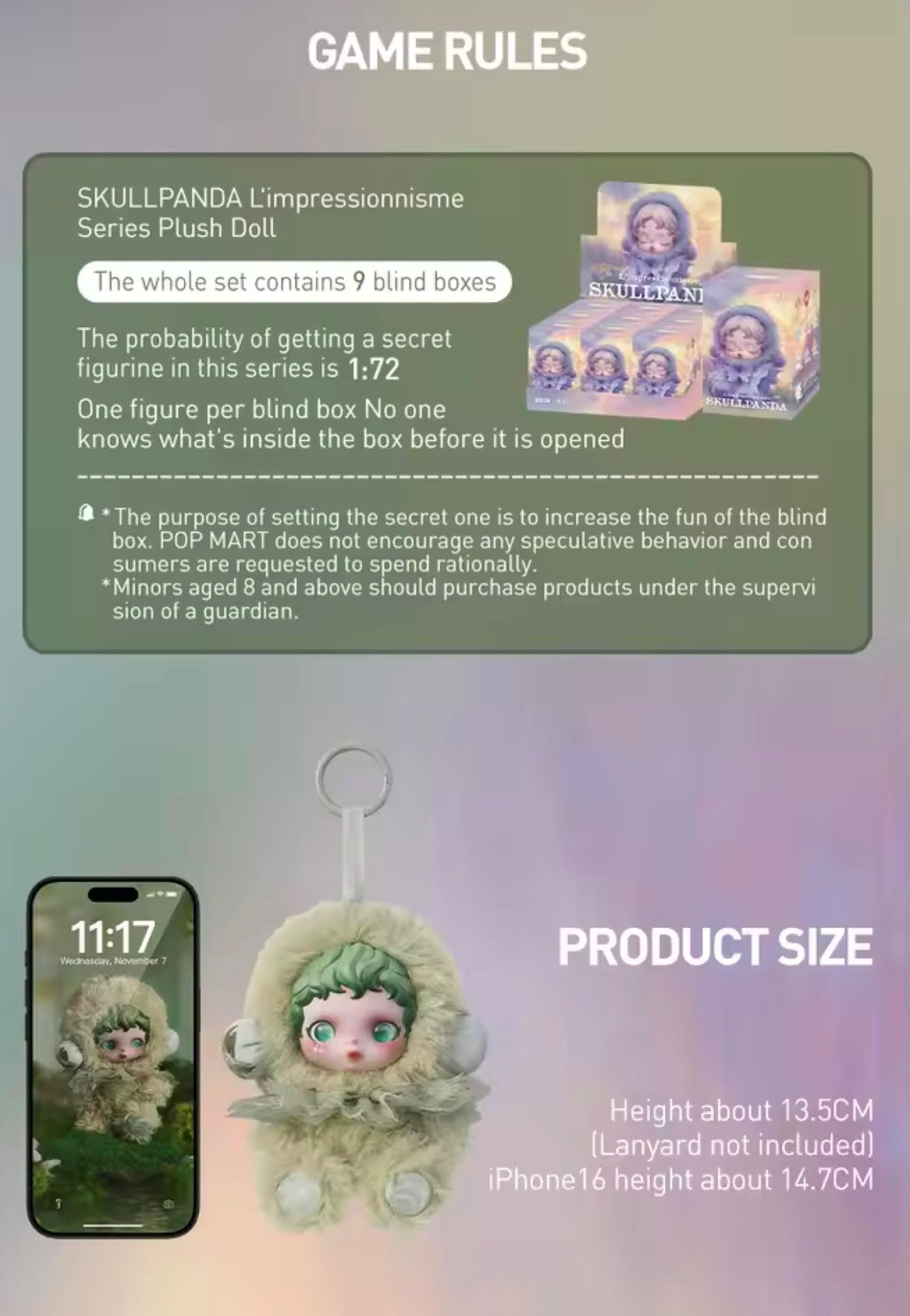 [PEDIDO] Figura Skullpanda - L´impressionnisme Serie Plush Doll (Blind Box) marca Pop Mart (13.5 cm)