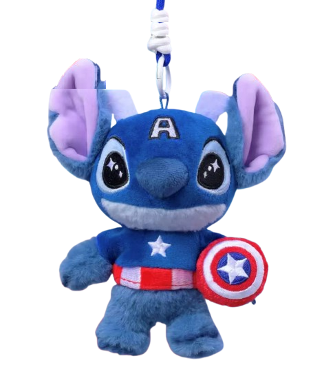 [EN STOCK] Figura Stitch Captain America - Disney x Marvel - Cosbi Plush Keychain Collection marca Hot Toys (14 cm)