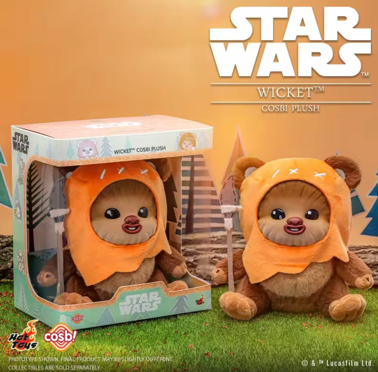 Ewoks Wicket y Kneesaa - Cosbi Plush (20 cm) Star Wars - Peluche Coleccionable