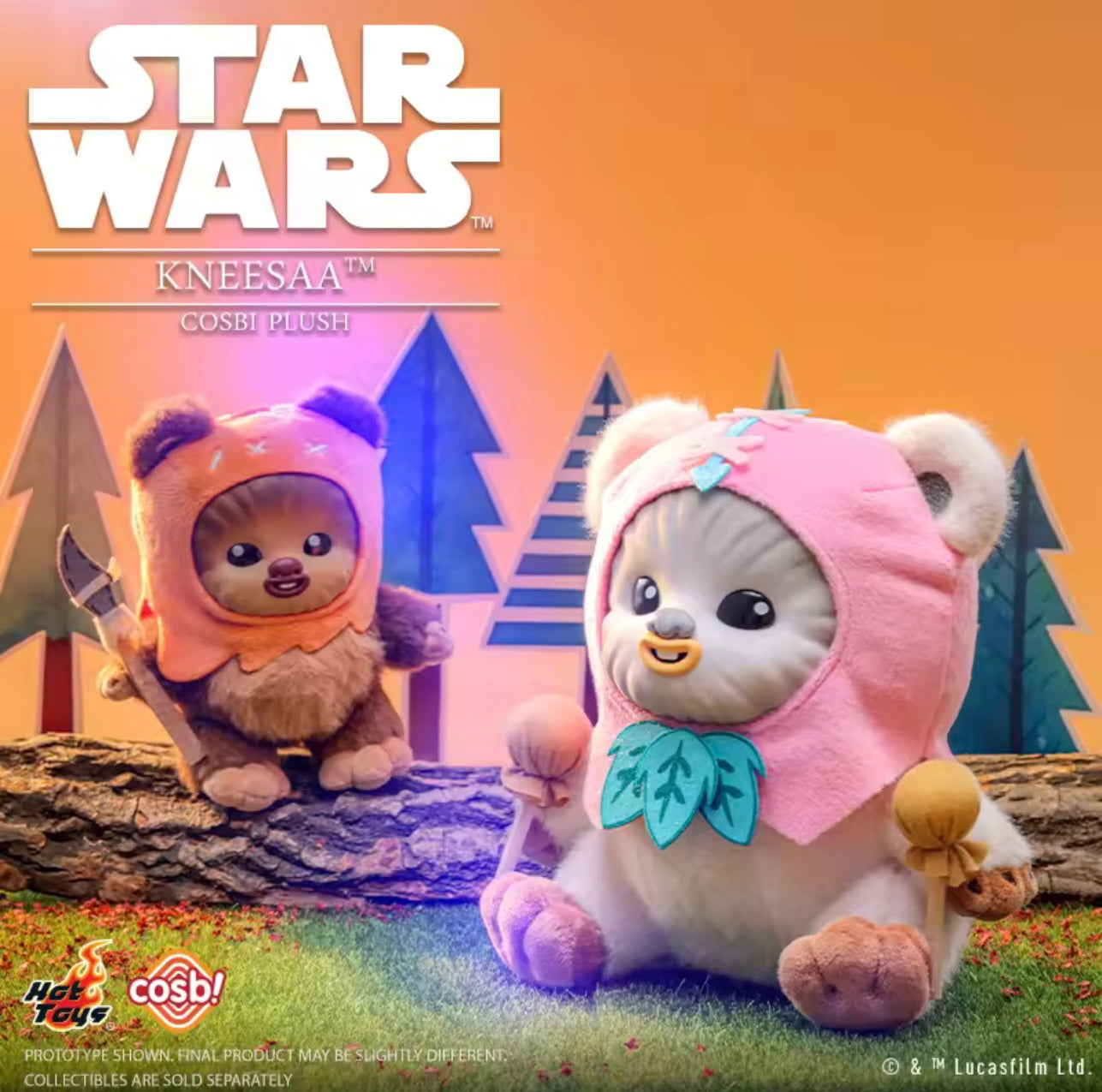 Ewoks Wicket y Kneesaa - Cosbi Plush (20 cm) Star Wars - Peluche Coleccionable
